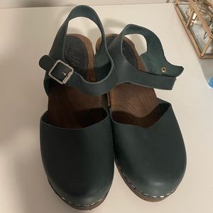 Dark Green high wood Lotta from Stockholm Clogs